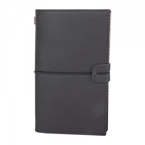 KUĞULU SİYAH TARİHSİZ DEFTER (11,5X20 CM)