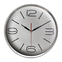 ATHENA305 GÜMÜŞ METAL ÇERÇEVE DUVAR SAATİ (360 MM)