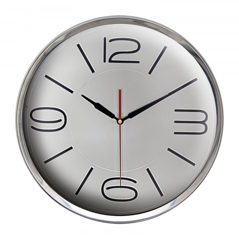 ATHENA305 GÜMÜŞ METAL ÇERÇEVE DUVAR SAATİ (360 MM)