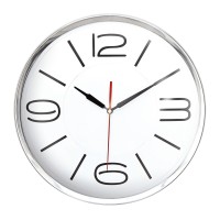 ATHENA305 BEYAZ-GÜMÜŞ METAL ÇERÇEVE DUVAR SAATİ (360 MM)