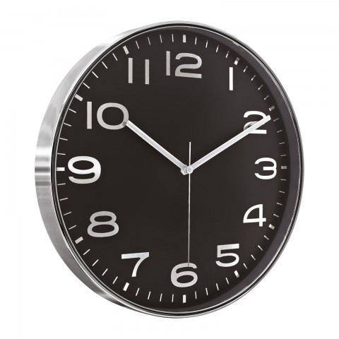 HADES406 SİYAH-GÜMÜŞ METALİZE ÇERÇEVE DUVAR SAATİ(380 MM)