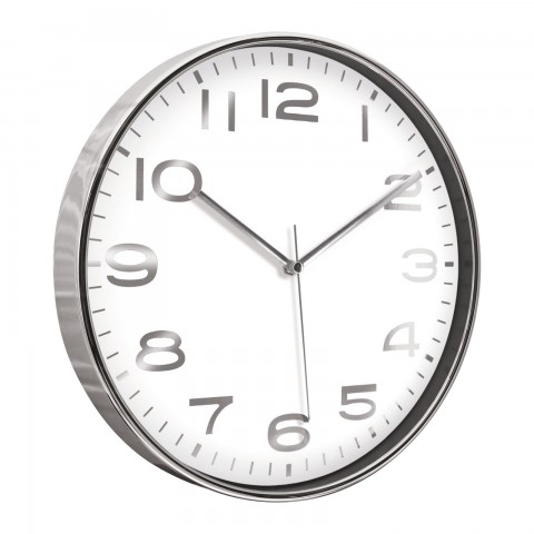 HADES406 BEYAZ-GÜMÜŞ METALİZE ÇERÇEVE DUVAR SAATİ(380 MM)