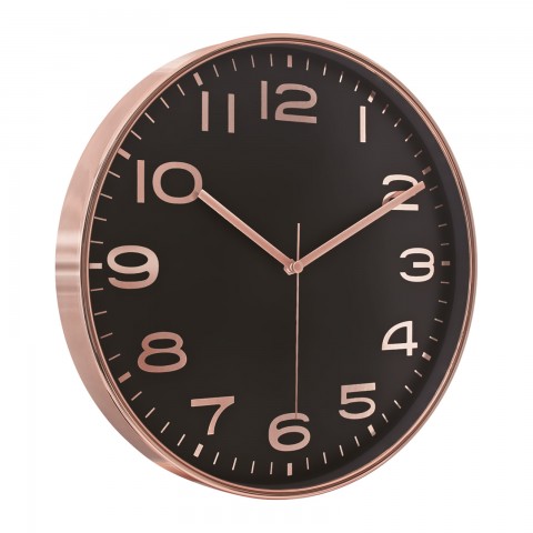 HADES406 SİYAH-BAKIR METALİZE ÇERÇEVE DUVAR SAATİ(380 MM)