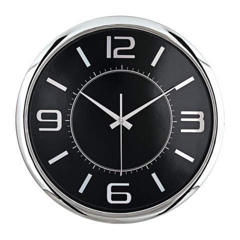 HELLEN404 SİYAH-GÜMÜŞ METALİZE ÇERÇEVE DUVAR SAATİ (420MM)