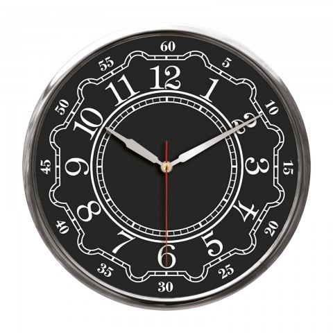 THOR707 SİYAH-GÜMÜŞ METAL ÇERÇEVE DUVAR SAATİ (320MM)