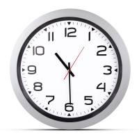 HERA GÜMÜŞ PLASTİK KASA DUVAR SAATİ (350MM)