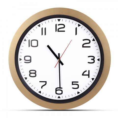 HERA ALTIN-BEYAZ PLASTİK KASA DUVAR SAATİ (350MM)