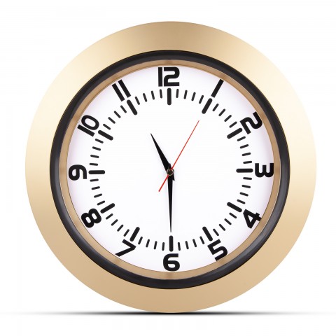 UMAY ALTIN-BEYAZ PLASTİK KASA DUVAR SAATİ (350 MM)