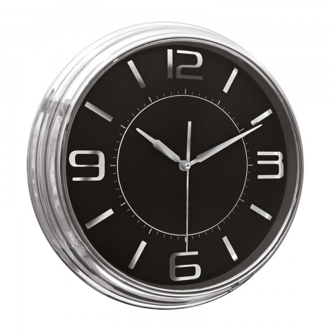 SEZAR401 SİYAH-GÜMÜŞ METALİZE ÇERÇEVE DUVAR SAATİ (380 MM)