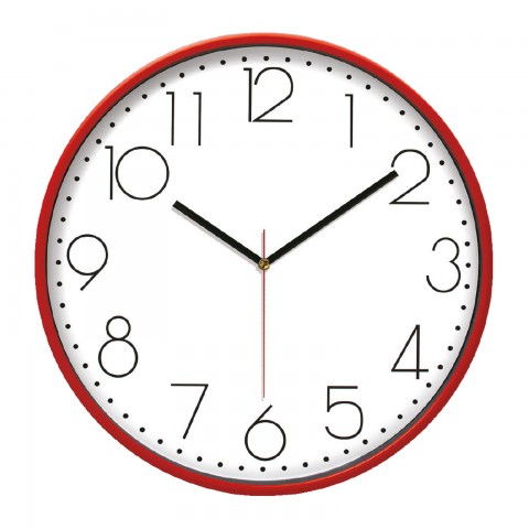 PAN164 KIRMIZI PLASTİK ÇERÇEVE DUVAR SAATİ (380 MM)