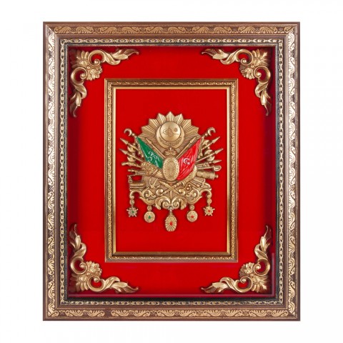 SALTANAT KIRMIZI OSMANLI ARMASI KABARTMALI TABLO